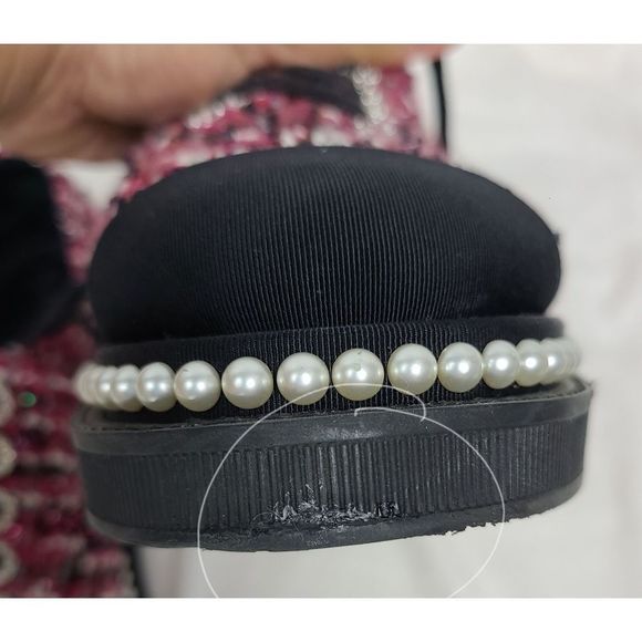 Authentic Chanel Lace Up  Pink and Black Tweed Pearl "CC" Logo Platform Sneakers - Picture 5 of 16